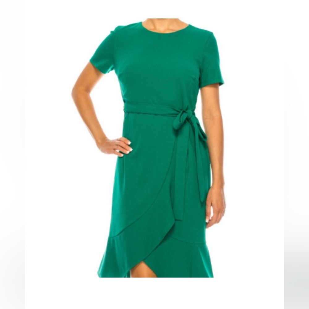 Shelby & Palmer Faux Wrap Ruffle Sheath Dress, Kelly green , Size 14 NWT, work